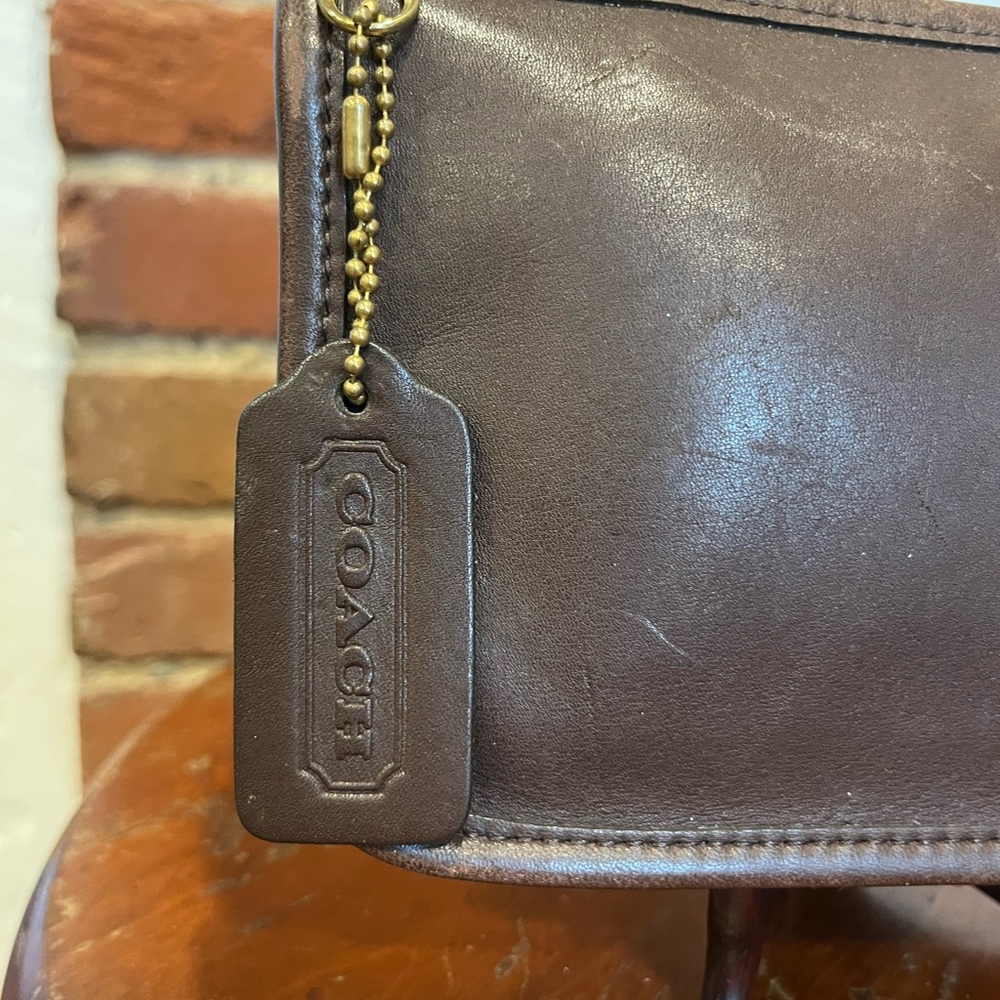 Vintage Coach Chunky Pouch Case Cosmetic Bag Brown Zip USA W/tag & Creed - Picture 4 of 16